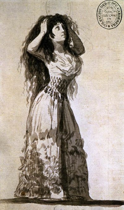 Die Herzogin von Alba richtet ihr Haar von Francisco de Goya